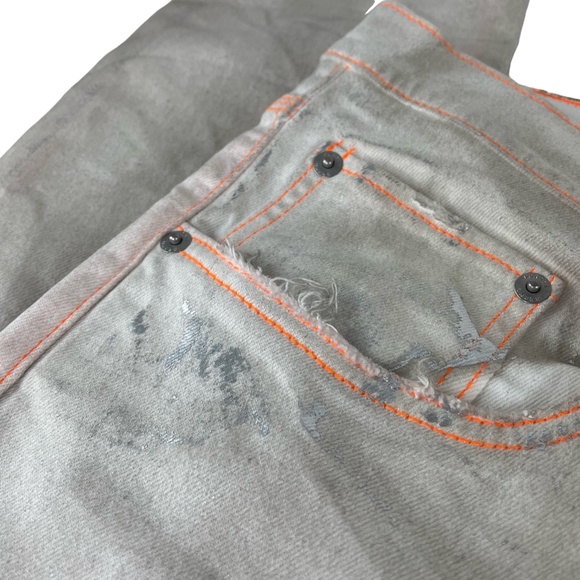 Purple Brand P001 White Neon Stitch Orange Jeans NWT Sz 34 - Picture 7 of 15